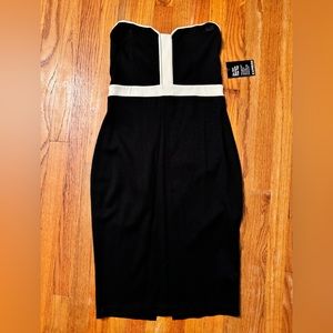 NWT Express black and white strapless dress size 10